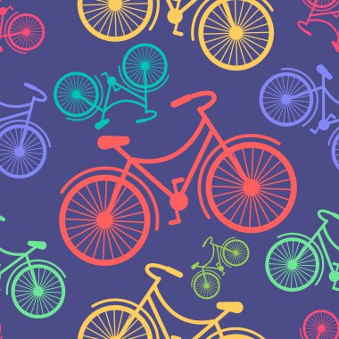 Retro hipster styled different colored bycicles