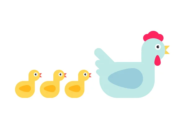 Poules et belles poules marchant vers l'avant — Image vectorielle