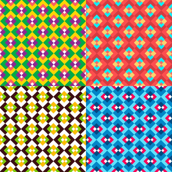 Zestaw Multicolor bezszwowe wzory geometryczne. — Wektor stockowy