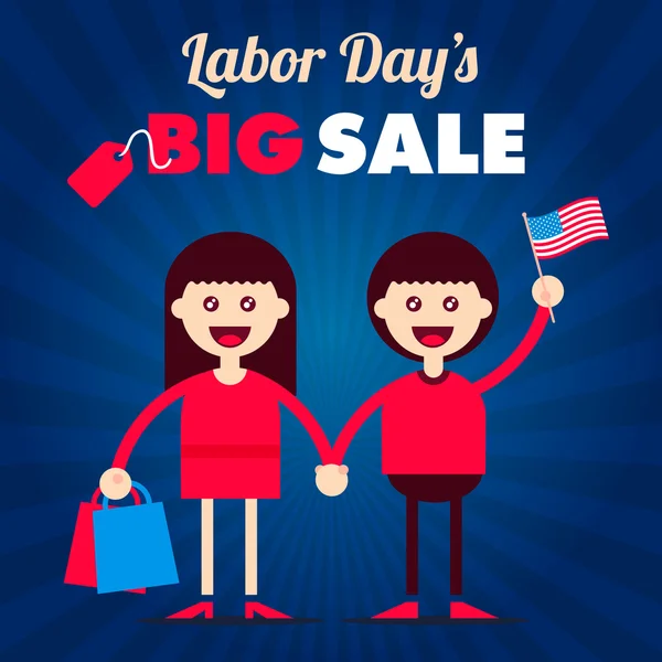 Big sale on a labor day illustration. — Stock Vector