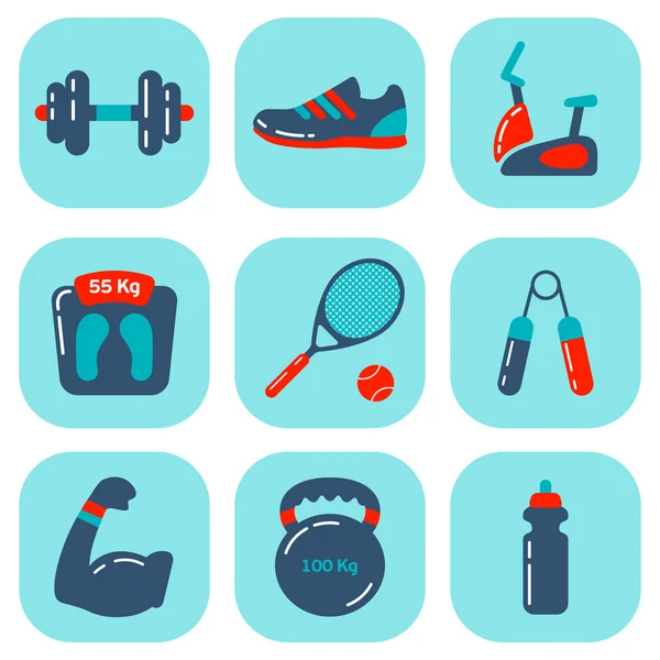 Set of flat fitness icons — Stock Vector