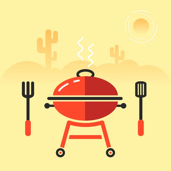 Barbecue dans le désert — Image vectorielle