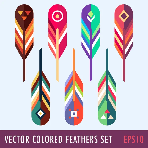 Set di piume colorate — Vettoriale Stock