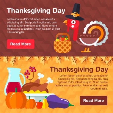 Şükran günü için renkli afiş kümesi