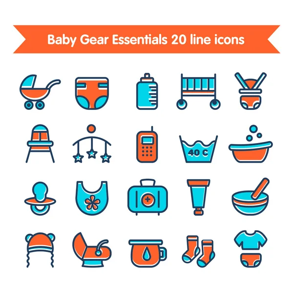 Baby lijn Icons set gekleurde 1 — Stockvector