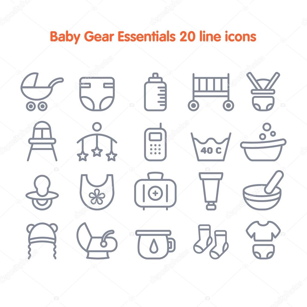 Baby Line Icons set