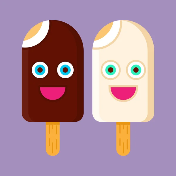 アイスクリームを二つ笑った漫画 — ストックベクタ