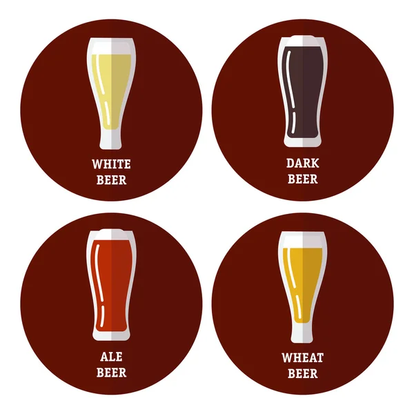 Плоские иконки различных сортов пива — стоковый вектор