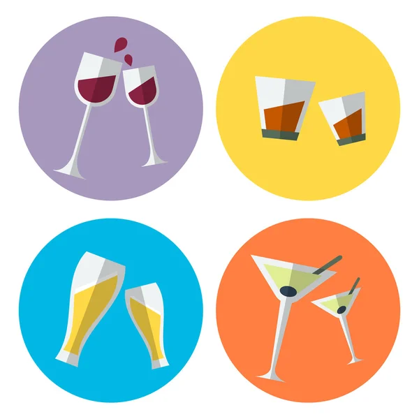 Set von vier alkoholflachen Symbolen — Stockvektor