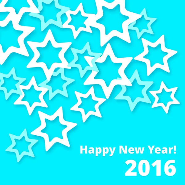 Újévi üdvözlő kártya papír hatása különböző színű csillagok — Stock Vector