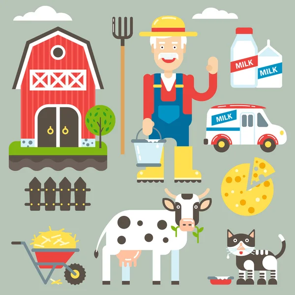 Kit vettoriale azienda agricola domestica — Vettoriale Stock