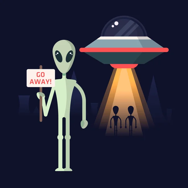 Alien with the protest template — Stock Vector