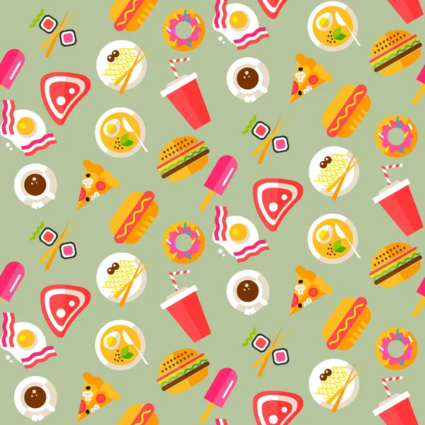 Seamless pattern with healthy and junk food
