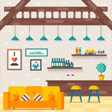 Rahat rahat modern loft oturma odası