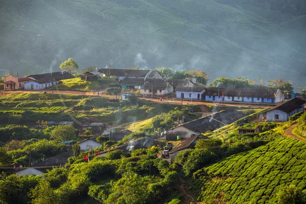 Häuser für Plantagenarbeiter in Munnar-Teeplantagen — Stockfoto