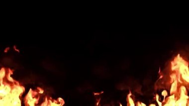 Siyah arka plan dumanlı gerçek ateş alevleri.