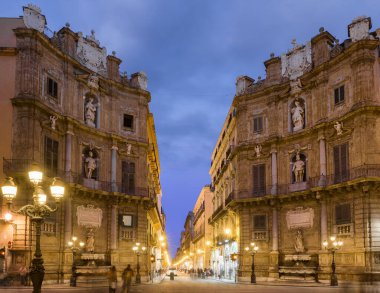 Quattro Canti, Piazza Vigliena Palermo, Sicilya, İtalya