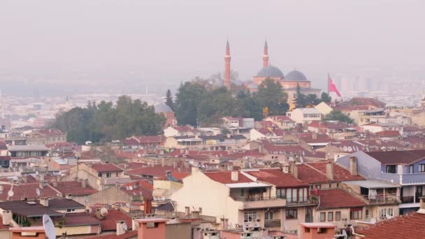 Paisaje urbano de Bursa desde el distrito de Tophane, Turquía — Vídeo de stock