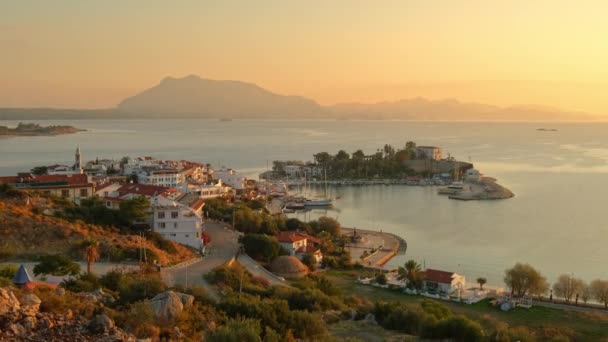 Datca harbour sunrise view, Turkey — Stock video