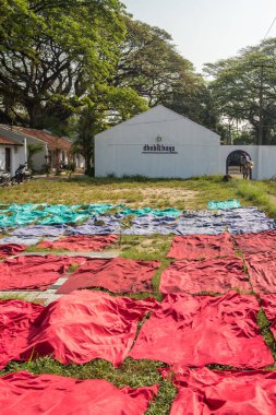 Kerala, Fort Kochi 'de geleneksel Hint çamaşırhanesi Dhobi Ghat