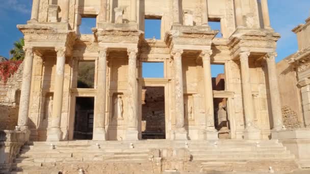 Perpustakaan Celsius di kota kuno Ephesus, Turki — Stok Video