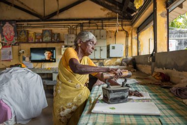 Dhobi Ghat geleneksel Hint çamaşırları Fort Kochi, Kerala, Hindistan