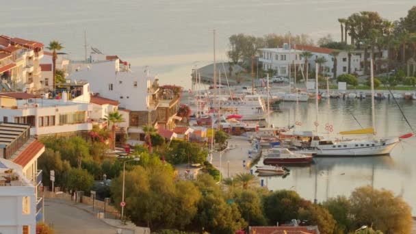 Datca harbour at sunrise in Turkey — Stock Video