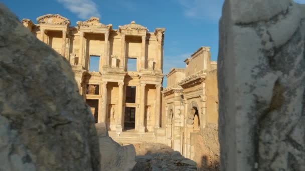 Celsus Bibliothek in der antiken Stadt Ephesus, Türkei — Stockvideo