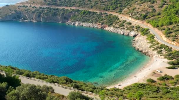 Hermosa playa en la península de Datca en el mar Egeo, Mugla, Turquía — Vídeos de Stock