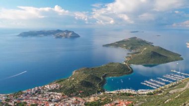 Türkiye 'nin Antalya ilinin Akdeniz tatil beldesi Kas' ın hava manzarası