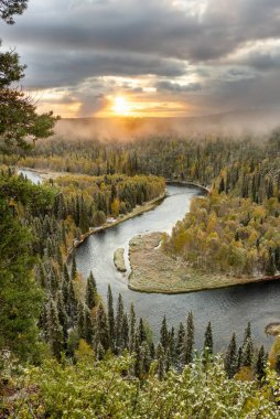 Autumn view in Oulanka National Park landscape clipart
