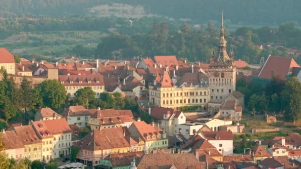 Sighisoara paesaggio urbano in estate, Romania — Video Stock