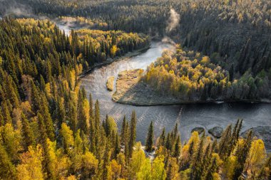 Oulanka Ulusal Parkı manzarasında sonbahar manzarası