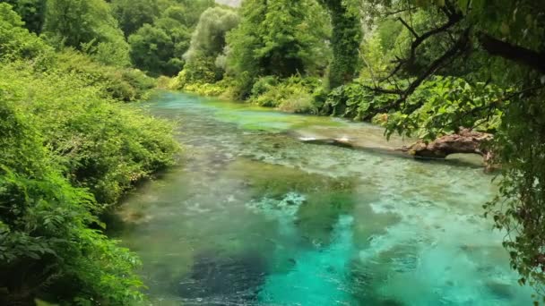 阿尔巴尼亚Muzine镇附近美丽的绿松石温泉Blue Eye或Syri i Kalter — 图库视频影像