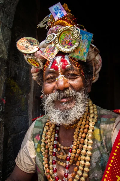 Sádhu na chrám pashupatinath — Stock fotografie