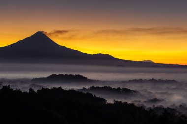 Merapi volcano and Borobudur temple