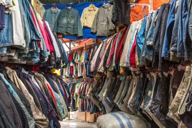 Clothes in a second hand