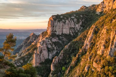 Beautiful landscape of Montserrat mountain at sunrise in Barcelona, Catalonia, Spain.