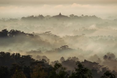 Colorful sunrise over Borobudur temple