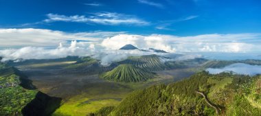 Mount Bromo and Batok volcanoes panorama