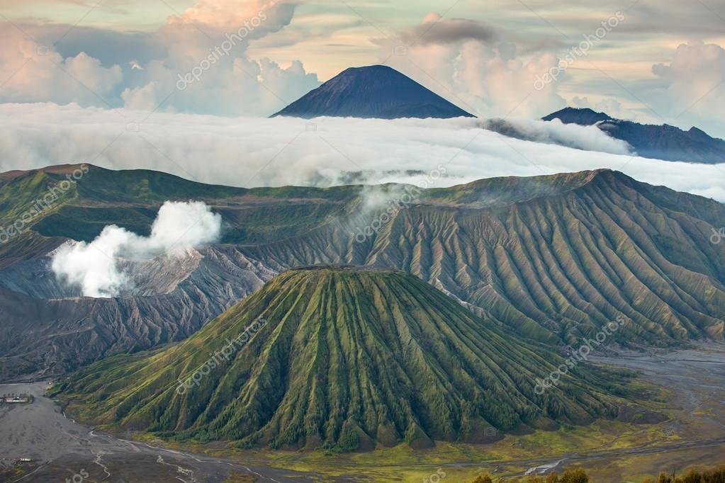 Mount Bromo and Batok volcanoes — Stock Photo © mazzzur 90248612