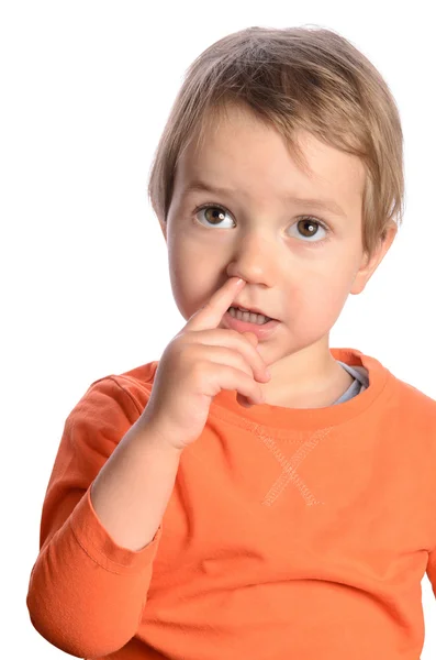 Niño lindo sobre fondo blanco — Foto de Stock