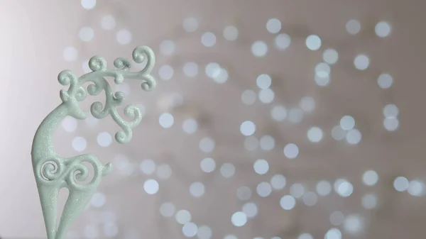 Белый Олень Боке Новогодняя Магия Рождественские Игрушки — стоковое фото