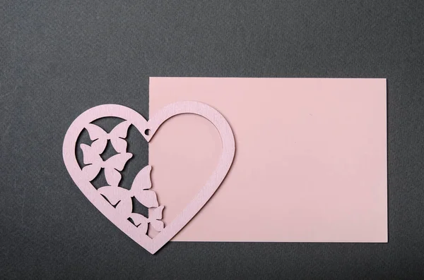 Pink Card Pink Hearts Black Top — Stock Photo, Image