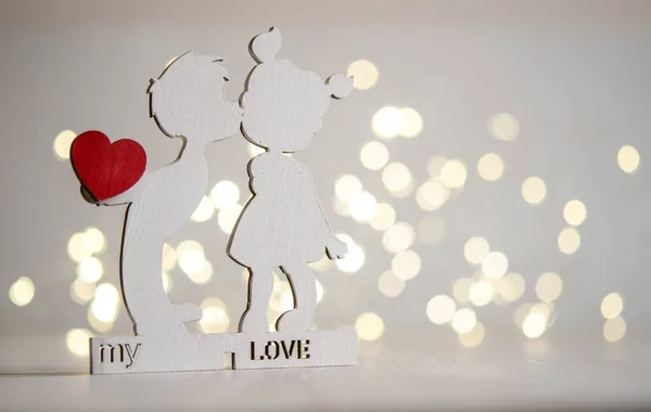 Figurinas Amantes Coração Vermelho — Fotografia de Stock