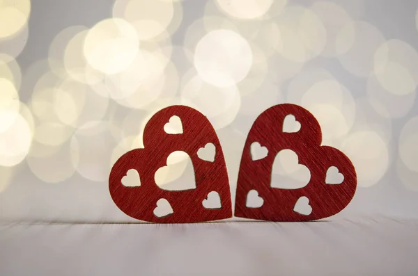 Corazones Rojos Bokeh Plateado Humor Alegre — Foto de Stock