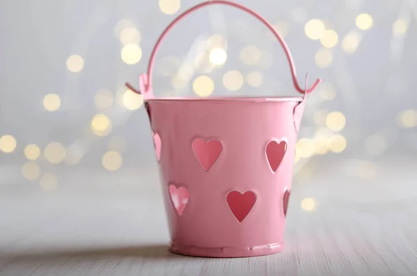 Pink Bucket Silver Bokeh — Stock Photo, Image