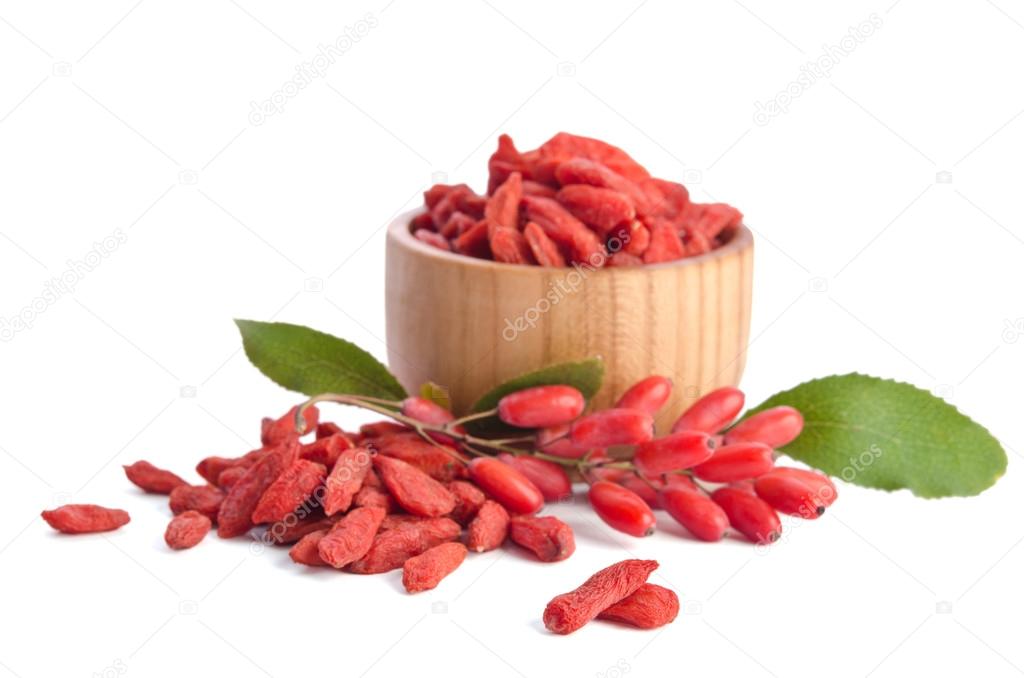 berberries and goji berries isolated on white background