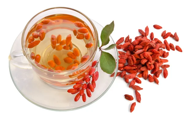 Goji fresh antioxidant tea  isolated on white background — Stock Photo, Image