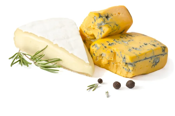 チーズ型白い背景の上 — ストック写真